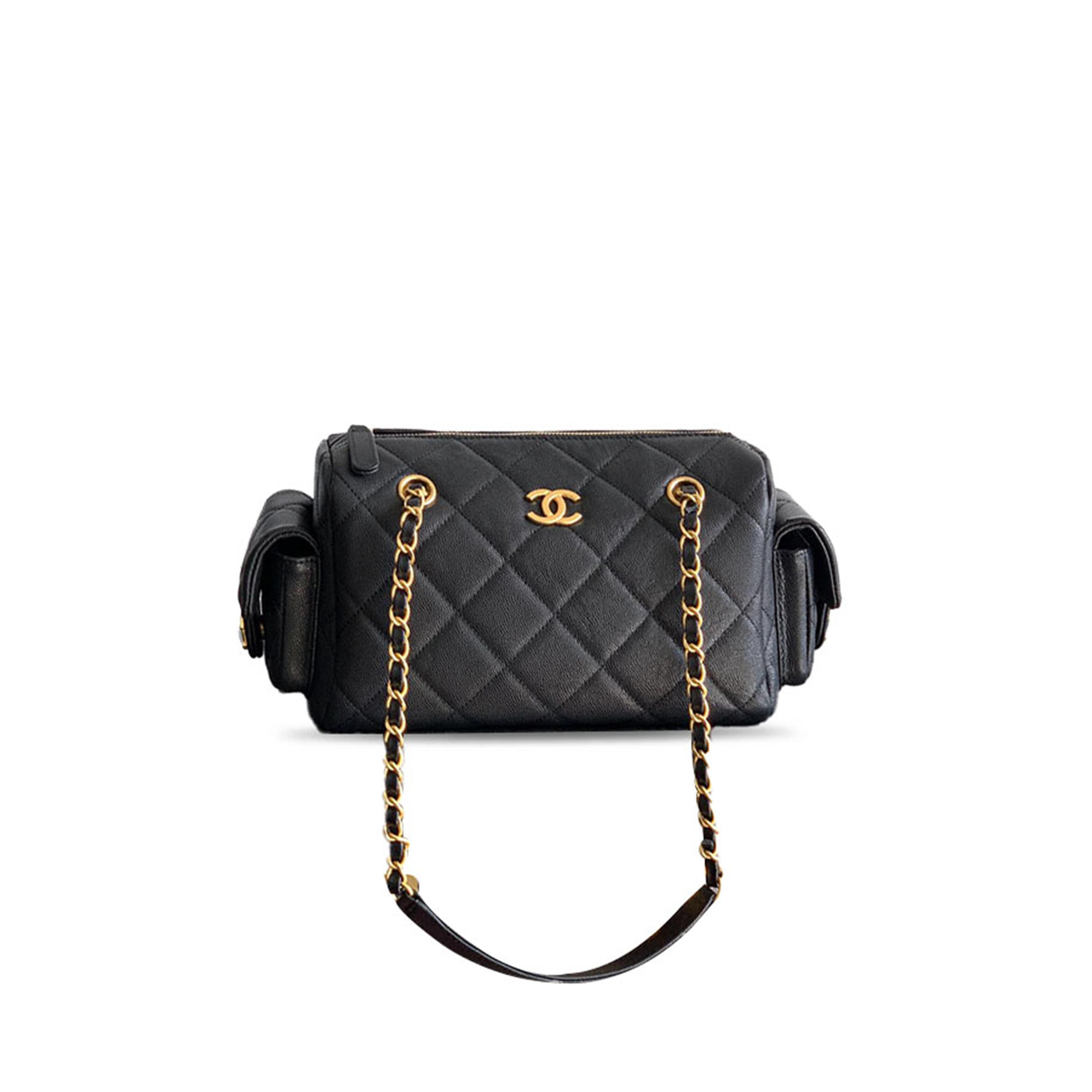 CHANEL SMALL BOWLING BAG GOLD HARDWARE (24*15.5*11.5cm)